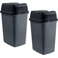 thumbnail image 1 of Superio Mini Plastic Trash Can with Swing Top Lid 4.5 Gallon Compact Small Waste Bin Portable Garbage Can for Countertop, Desktop, Vanity, Bathroom, Car, Under Sink, Dorm 18 L (2 Pack, Gray), 1 of 1