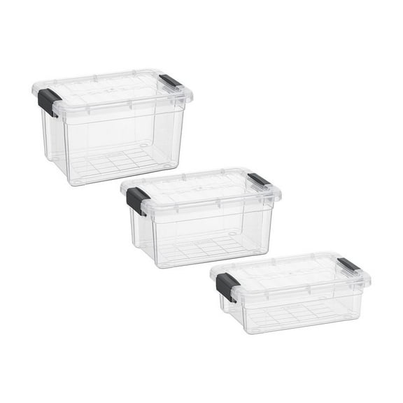 Superio Mini Storage 3 Pack Container Plastic Crayon Box, Art n Crafts and Sewing Supplies Case, Stackable Clear Small Organizer for Beads, Stationery, Chalk, and Food