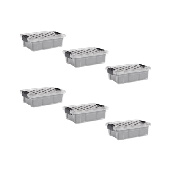 Superio Mini Storage Container Organizing Bin with Removable Tray Plastic Tools, Sewing, Crafts Box, 1.25 Qt, 6 Pack