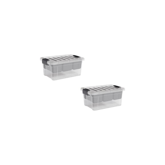 Superio Mini Storage Container Organizing Bin with Removable Tray Plastic Tools, Sewing, Crafts Box, 1.85 Qt, 2 Pack