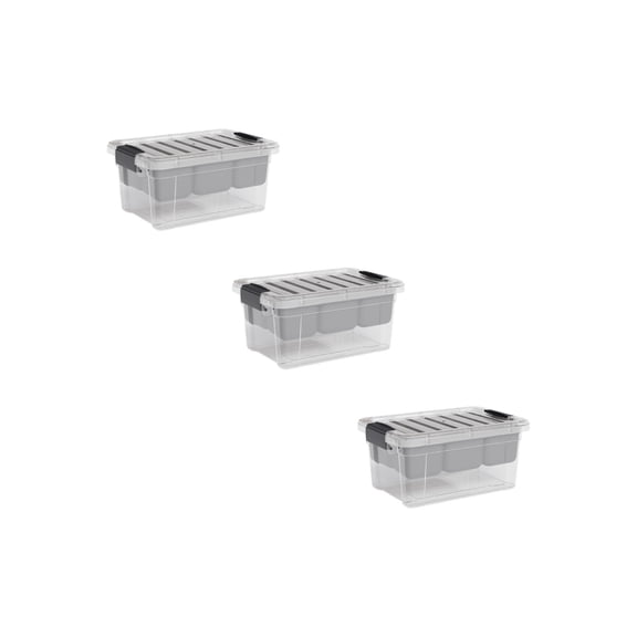 Superio Mini Storage Container Organizing Bin with Removable Tray Plastic Tools, Sewing, Crafts Box, 1.85 Qt, 3 Pack