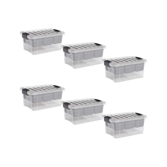 Superio Mini Storage Container Organizing Bin with Removable Tray Plastic Tools, Sewing, Crafts Box, 1.85 Qt, 6 Pack