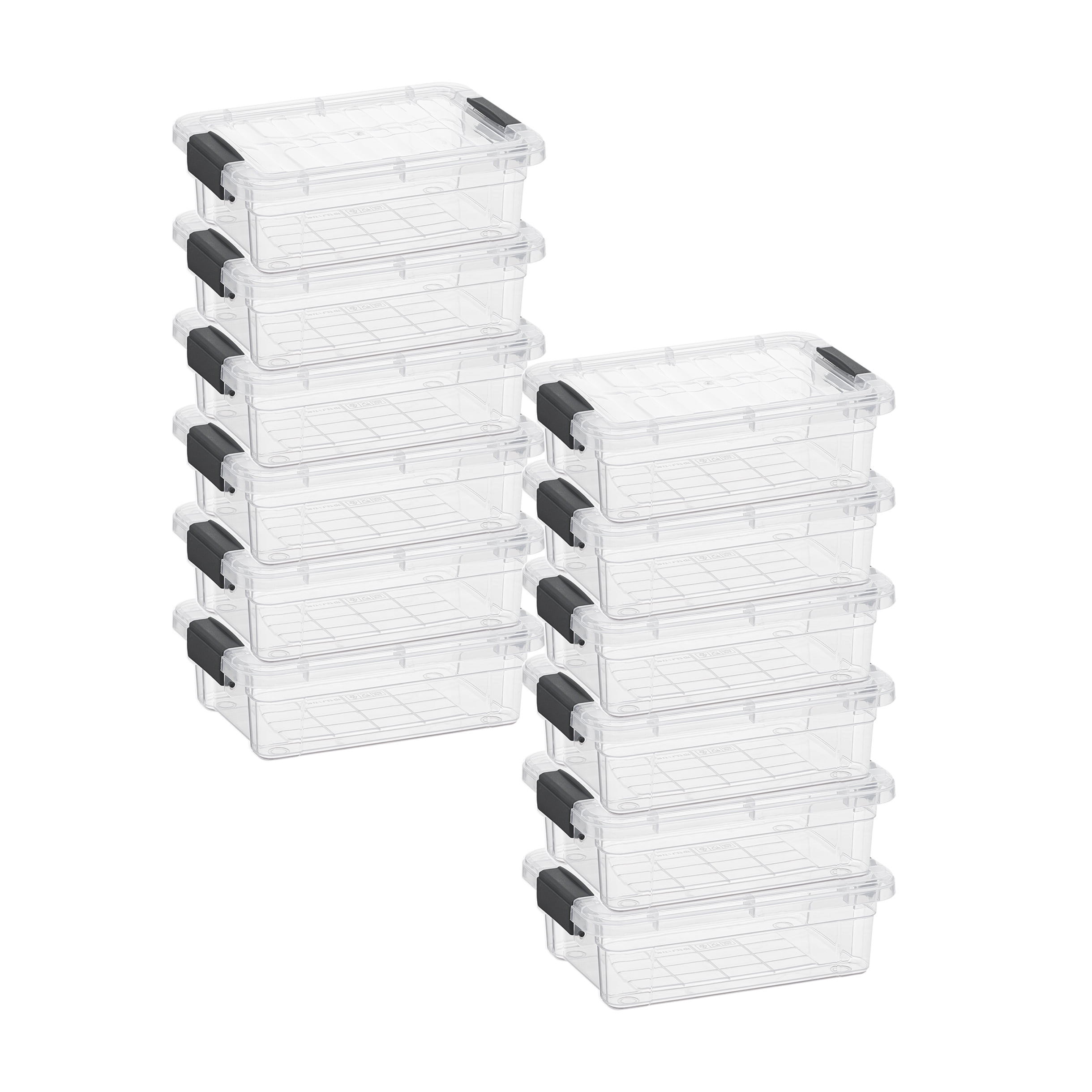 Superio Mini Storage Container Plastic Crayon Box Art Supplies and Sewing Case Stackable Clear Small Organizer for Beads, Stationery, Chalk, and Food, 0.7 Quart, 12 Pack