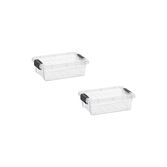 Superio Mini Storage Container Plastic Crayon Box Art Supplies and Sewing Case Stackable Clear Small Organizer for Beads, Stationery, Chalk, and Food, 0.7 Quart, 2 Pack