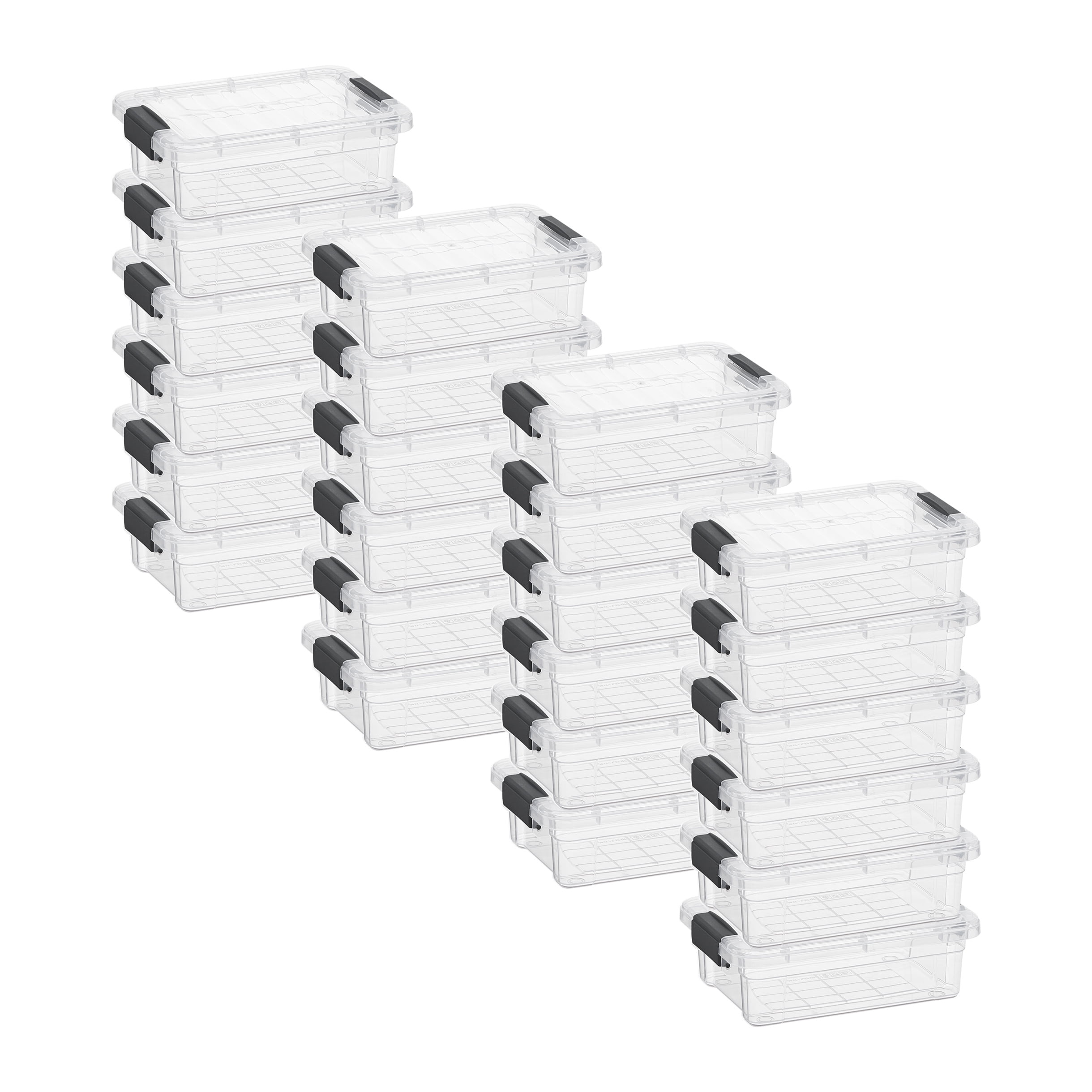 Superio Mini Storage Container Plastic Crayon Box Art Supplies and Sewing Case Stackable Clear Small Organizer for Beads, Stationery, Chalk, and Food, 0.7 Quart, 24 Pack