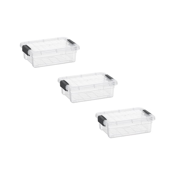 Superio Mini Storage Container Plastic Crayon Box Art Supplies and Sewing Case Stackable Clear Small Organizer for Beads, Stationery, Chalk, and Food, 0.7 Quart, 3 Pack