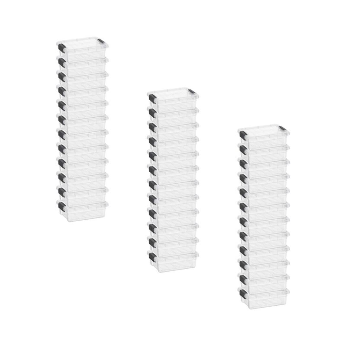 Superio Mini Storage Container Plastic Crayon Box Art Supplies and Sewing Case Stackable Clear Small Organizer for Beads, Stationery, Chalk, and Food, 0.7 Quart, 36 Pack