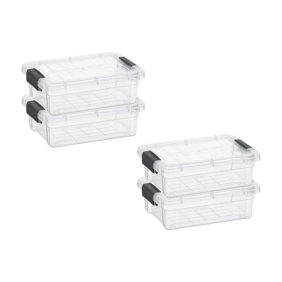 Superio Mini Storage Container Plastic Crayon Box Art Supplies and Sewing Case Stackable Clear Small Organizer for Beads, Stationery, Chalk, and Food, 0.7 Quart, 4 Pack