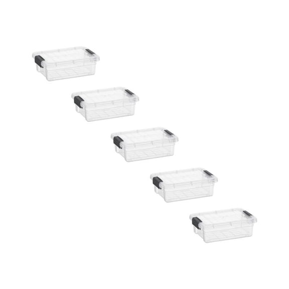 Superio Mini Storage Container Plastic Crayon Box Art Supplies and Sewing Case Stackable Clear Small Organizer for Beads, Stationery, Chalk, and Food, 0.7 Quart, 5 Pack