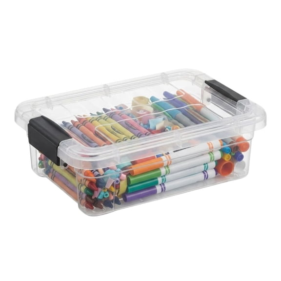 Superio Mini Storage Container Plastic Crayon Box Art Supplies and Sewing Case Stackable Clear Small Organizer for Beads, Stationery, Chalk, and Food, 0.7 Quart, Pack of 1