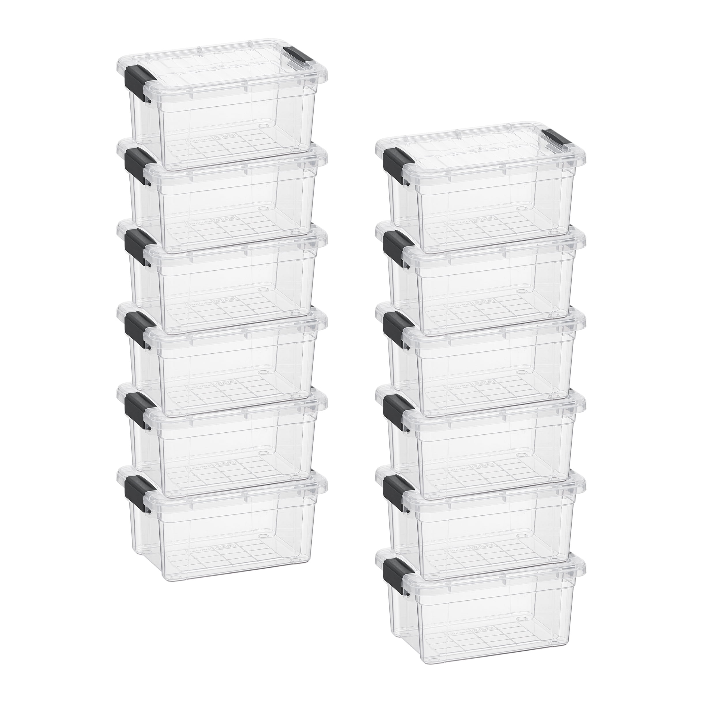 Superio Mini Storage Container Plastic Crayon Box Art Supplies and Sewing Case Stackable Clear Small Organizer for Beads, Stationery, Chalk, and Food, 1.05 Quart, 12 Pack