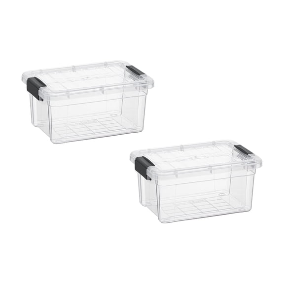 Superio Mini Storage Container Plastic Crayon Box Art Supplies and Sewing Case Stackable Clear Small Organizer for Beads, Stationery, Chalk, and Food, 1.05 Quart, 2 Pack