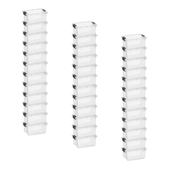 Superio Mini Storage Container Plastic Crayon Box Art Supplies and Sewing Case Stackable Clear Small Organizer for Beads, Stationery, Chalk, and Food, 1.05 Quart, 36 Pack