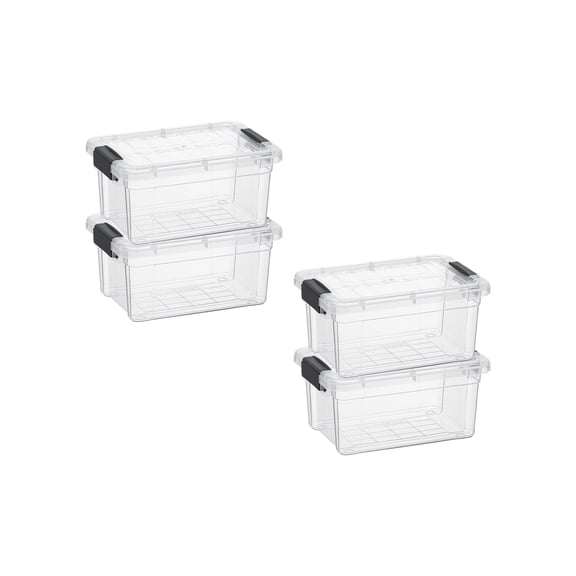 Superio Mini Storage Container Plastic Crayon Box Art Supplies and Sewing Case Stackable Clear Small Organizer for Beads, Stationery, Chalk, and Food, 1.05 Quart, 4 Pack