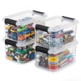 thumbnail image 1 of Superio 1.05 Quart Mini Clear Plastic Storage Container with Lid, Stackable Small Organizer Box for Crayons, Art Supplies, Beads, Sewing, Stationery & Food Storage, 4 Pack, 1 of 11