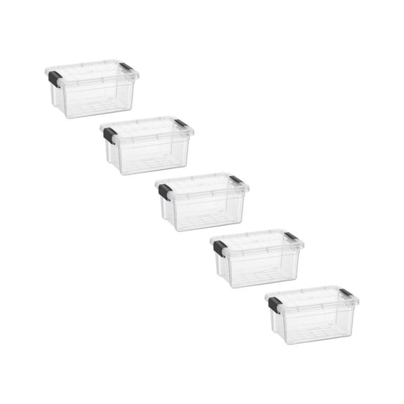 Superio Mini Storage Container Plastic Crayon Box Art Supplies and Sewing Case Stackable Clear Small Organizer for Beads, Stationery, Chalk, and Food, 1.05 Quart, 5 Pack