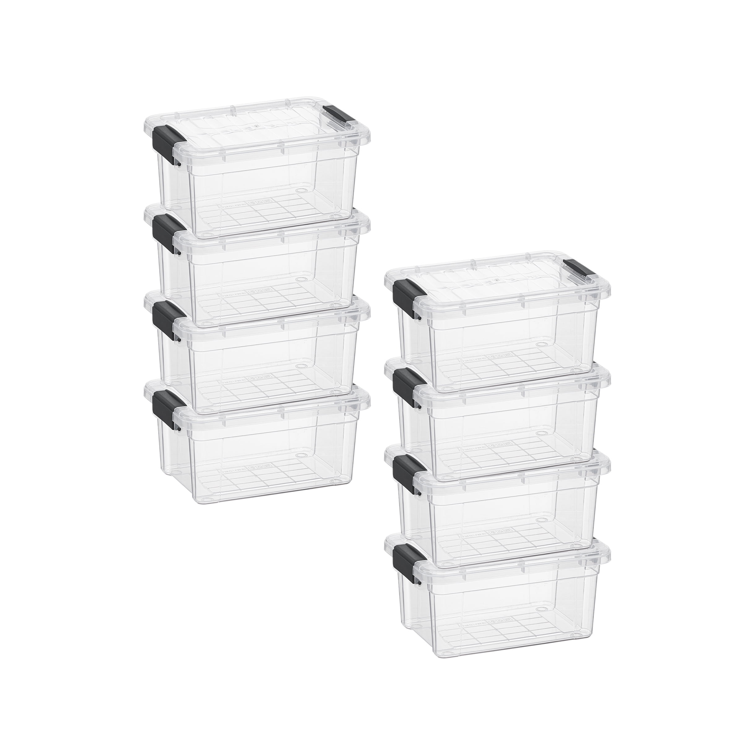 Superio Mini Storage Container Plastic Crayon Box Art Supplies and Sewing Case Stackable Clear Small Organizer for Beads, Stationery, Chalk, and Food, 1.05 Quart, 8 Pack