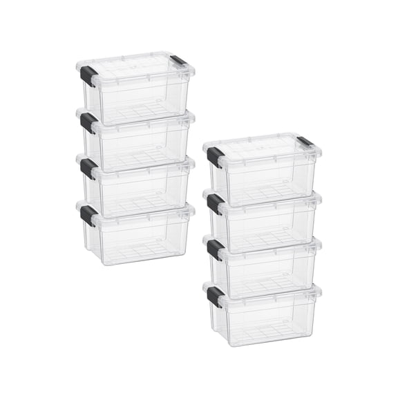 Superio Mini Storage Container Plastic Crayon Box Art Supplies and Sewing Case Stackable Clear Small Organizer for Beads, Stationery, Chalk, and Food, 1.05 Quart, 8 Pack