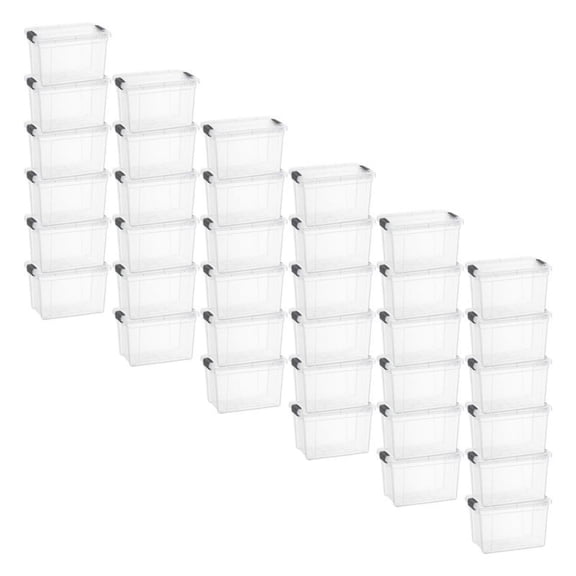 Superio Mini Storage Container Plastic Crayon Box Art Supplies and Sewing Case Stackable Clear Small Organizer for Beads, Stationery, Chalk, and Food, 1.4 Quart, 36 Pack