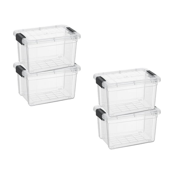 Superio Mini Storage Container Plastic Crayon Box Art Supplies and Sewing Case Stackable Clear Small Organizer for Beads, Stationery, Chalk, and Food, 1.4 Quart, 4 Pack