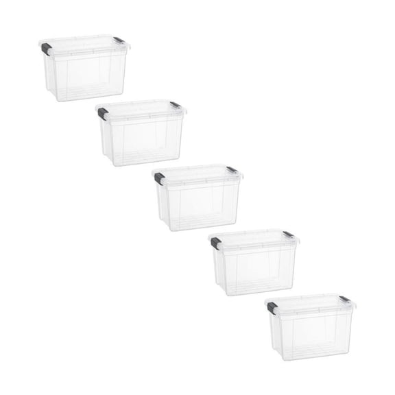 Superio Mini Storage Container Plastic Crayon Box Art Supplies and Sewing Case Stackable Clear Small Organizer for Beads, Stationery, Chalk, and Food, 1.4 Quart, 5 Pack