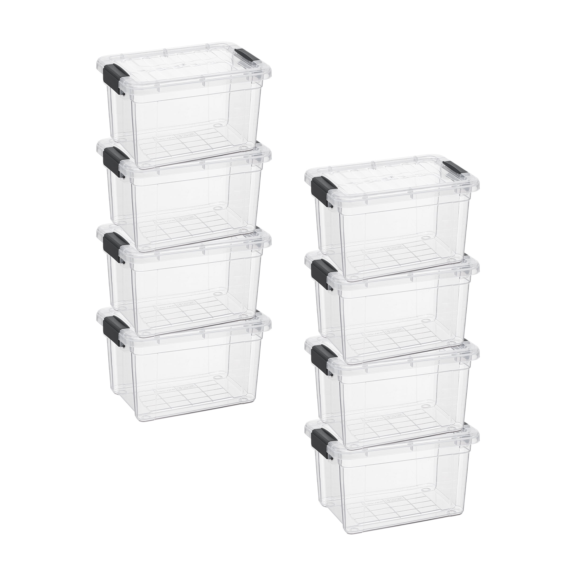 Superio Mini Storage Container Plastic Crayon Box Art Supplies and Sewing Case Stackable Clear Small Organizer for Beads, Stationery, Chalk, and Food, 1.4 Quart, 8 Pack