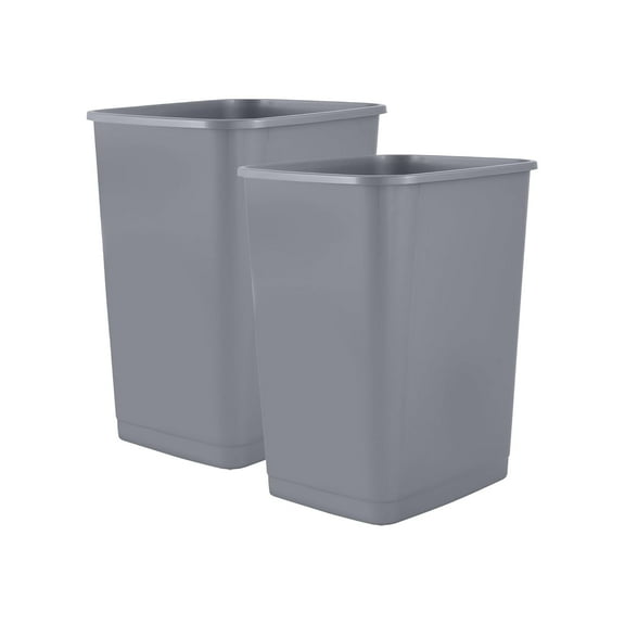 Superio Mini Trash Can 1.25 Gallon, Plastic Bathroom Trash Can, Small Office Desktop Waste Paper Bin, Dorm Waste Basket, Vanity, Under Sink, Cabinet Countertop Garbage Can Slim Diaper Pail (2, Grey)