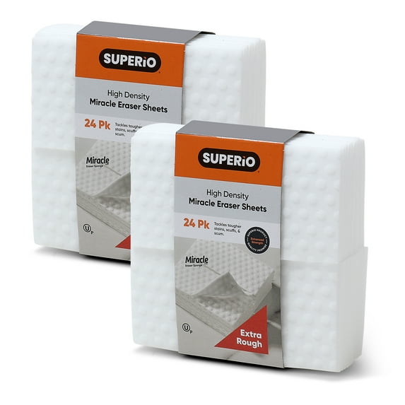 Superio Miracle Eraser Sheets - 24 Count - Multi-Surface Cleaning Pads, No Chemicals Needed, Scratch-Free