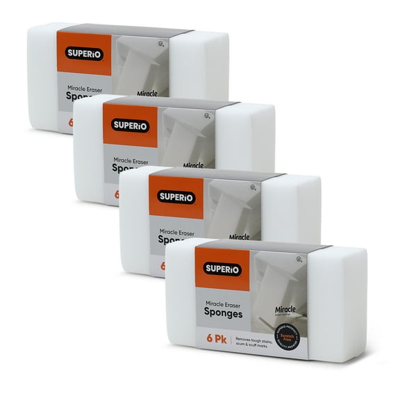 Superio Miracle Eraser Sponges - 24 Count - Effective Cleaning for Kitchen, Bathroom, Walls & More