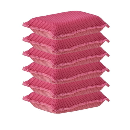 Superio Miracle Microfiber Dish Sponge 6-Pack, Non-Scratch, Reusable - Red