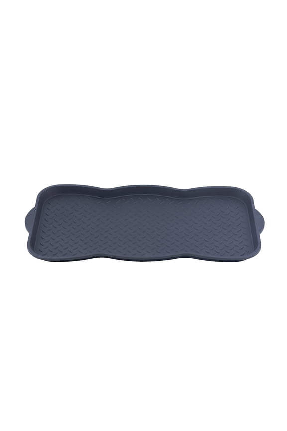 Multi Purpose Boot & Shoe Tray, Protects Floors from Water and Dirt Waterproof for All Weather Indoor or Outdoor Use, 29.75 x 15 Round, Black