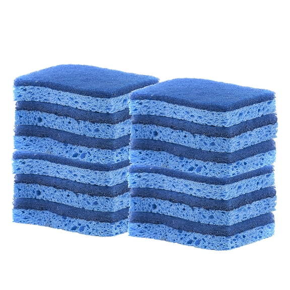 Superio Non-Scratch Cellulose Sponge with Scouring Pad - Blue (12 Pack)