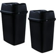 thumbnail image 1 of Superio Office Trash Can with Lid 9 Gallon Slim Kitchen Garbage Can Swing Top Lidded Waste Bin Plastic 35 L (2 Pack, Black), 1 of 1
