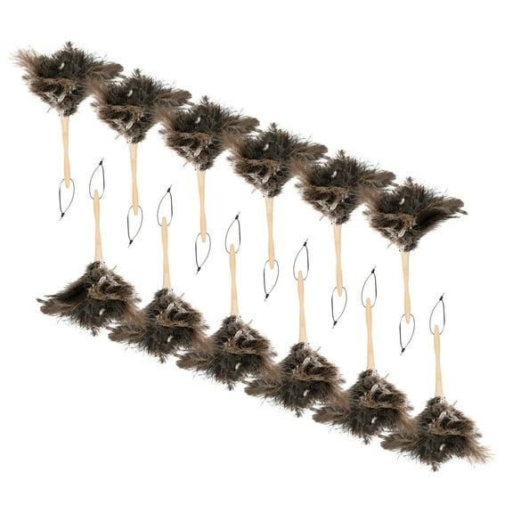 Superio Ostrich Feather Duster Fluffy Dust Remover, with Wooden Handle Reusable for Cleaning Homes, Ceilings, and Furniture (12 Pack)