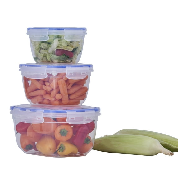 Superio Pack of 3 Sealed Food Containers, BPA Free Plastic Food Storage Containers, 14 Oz, 27 Oz, 48 Oz- Airtight, Microwave and Freezer Safe, Meal Prep Sealed Containers