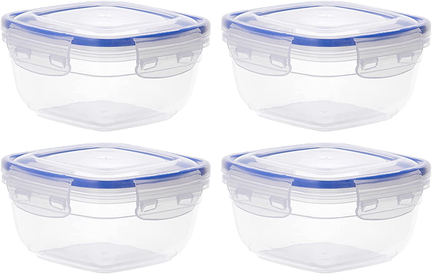 Superio Pack of 4 Plastic Food Storage Containers with Airtight Lids - 10 Cup, 80 Oz, BPA Free, Leakproof, Stackable Sealed Containers for Organizing- Microwave, Dishwasher and Freezer Safe, Clear