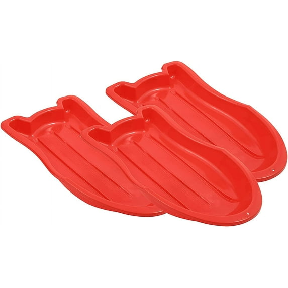 Superio Pack of 3 Toboggan Snow Sled for Kids and Adults, 37" Plastic Sled with Pull Ropes and Handles