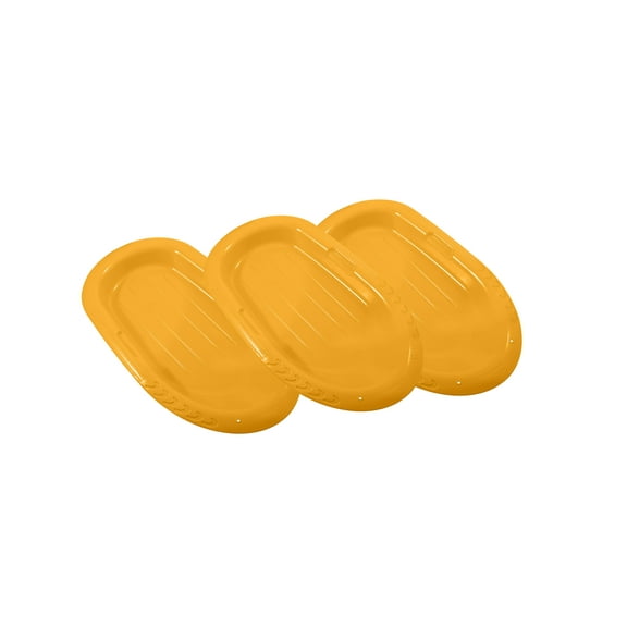 Superio Pack of 3 Toboggan Snow Sleds for Kids and Adults- 36" Plastic Sled with handles (Yellow)