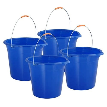 Superio Plastic Bucket 2 Gallon Bucket for Cleaning - Car Wash Bucket with Grip Handle - Royal Blue Bucket Small Durable Pail for Fishing, Mopping, Cleaning - 10 Liter Camping Buckets, 4 Pack