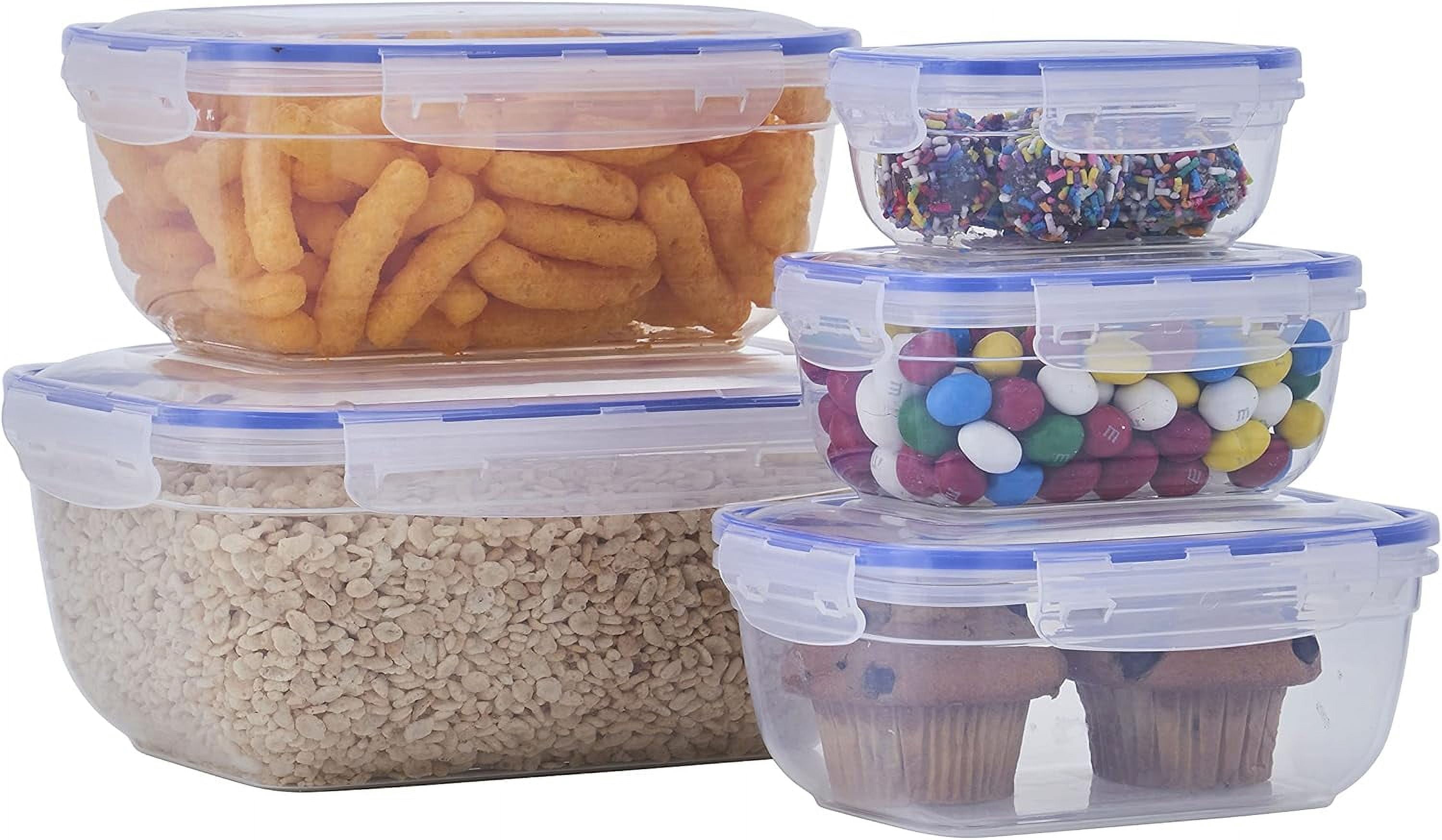 Superio Plastic Food Storage Container Set, BPA Free, Sealed Containers with Airtight Lids for Pnatry, Cupboard, and Fridge- Microwave and Dishwasher Safe (10) (5 Pack)