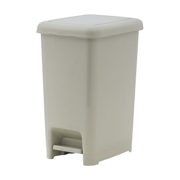 Superio Plastic Slim Pedal Trash Can with Lid, 26 Qt. (Beige)