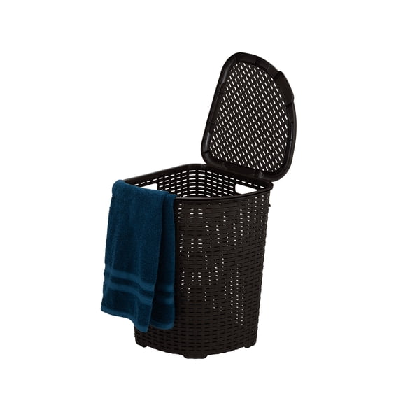 Superio Portable Wicker Laundry Hamper, Brown