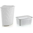 thumbnail image 1 of Superio Rattan (Wicker Style) Laundry Set, Corner Hamper and Basket (White), 1 of 5