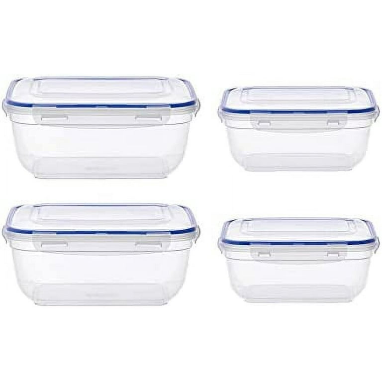Superio Rectangular Sealed Containers For Food (4 Pack), (2) 4.2 Quart, (2)  2.5 Quart Plastic Container With Lid Keeps Food Fresh- For Pantry, Fridge