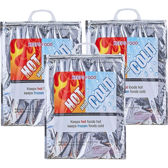 Superio Reusable Grocery Bags Insulated Cooler Bag Thermal Grocery Shopping Bag for Hot Cold Food Delivery Bags (3, 13.5"x17.5")
