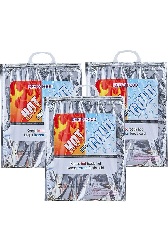 Reusable Grocery Bags Insulated Cooler Bag Thermal Grocery Shopping Bag for Hot Cold Food Delivery Bags (3, 13.5"x17.5")