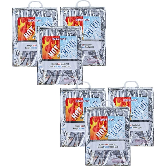 Superio Reusable Grocery Bags Insulated Cooler Bag Thermal Grocery Shopping Bag for Hot Cold Food Delivery Bags (6, 13.5"x17.5")