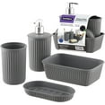 thumbnail image 1 of Superio Brand Superio Decorative Ribbed Bathroom Accessory Set, Plastic - Grey (4 Pack), 1 of 7