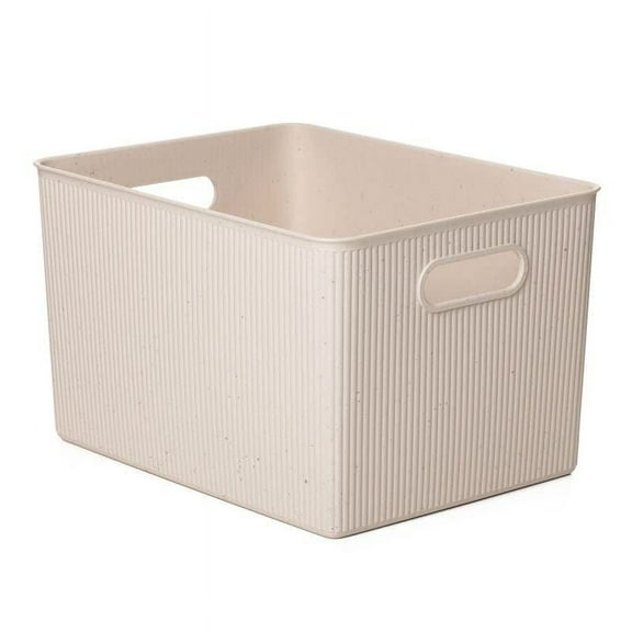 Superio Ribbed Collection - Eco-Friendly Decorative Plastic Open Home Storage Bin and Lid, X-Large (1 Pack) Container Boxes for Organizing Closet Shelves Drawer Shelf 22 Liter/23 Quart