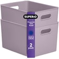 thumbnail image 1 of Superio Ribbed Plastic Storage Basket Organizer (2 Pack), 22 Liter Classic Closet Storage Bin for Shelf, Desk, Pantry â Store Toys, Clothes, Cosmetics, Stationary â Lilac, 1 of 7